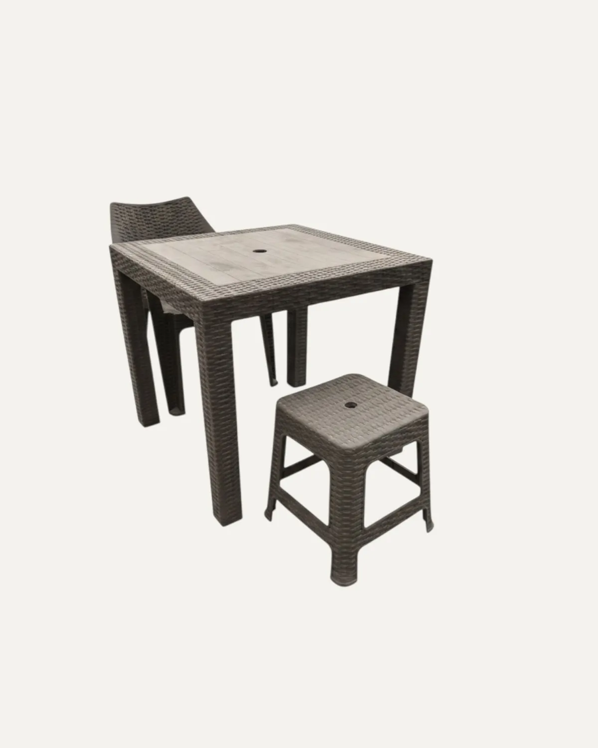 Mesa plástico cuadrada rattán, foto 2